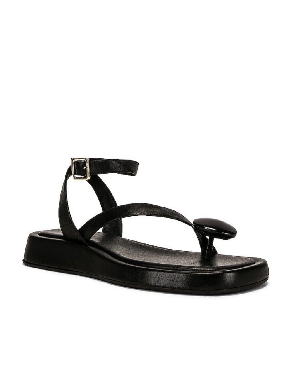 AS-IS GIA BORGHINI x RHW Plexi Gem Stone Toe Sandals in Black 39 Womens Leather